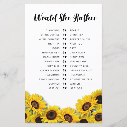 Papier Fête des mariées Games Plairait-elle tournesol (Devant)