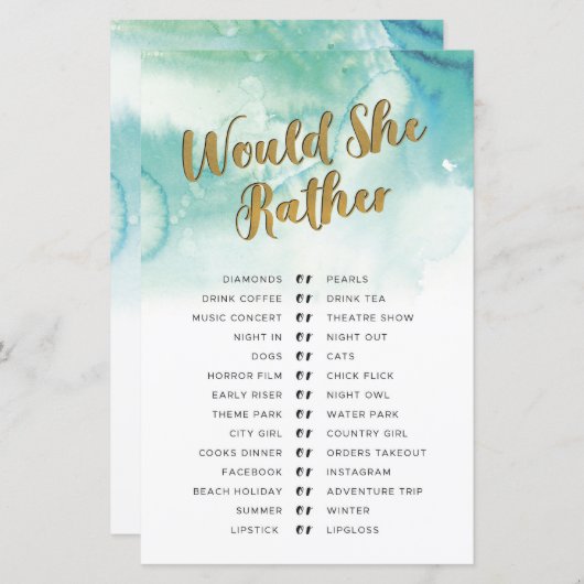 Papier Fête des mariées Games Voudrait-Elle Plaire Game G (Devant / Derrière)