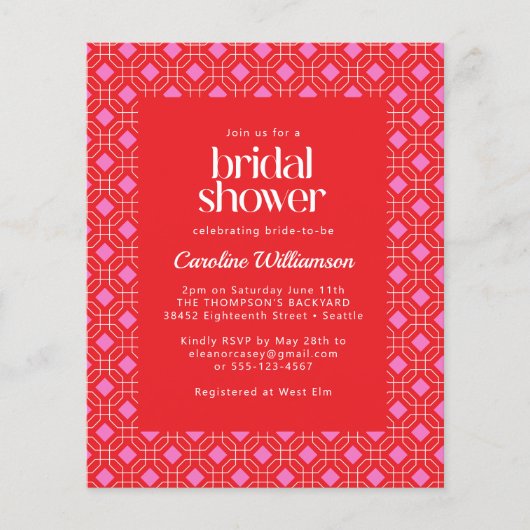 Papier Fête des mariées géométrique moderne rose rouge du (Devant)