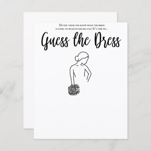 Papier Fête des mariées Guess of the Dress Game (Devant / Derrière)