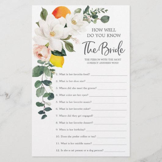 Papier Fête des mariées Jeu À Quel Point Connaissez-Vous (Devant)