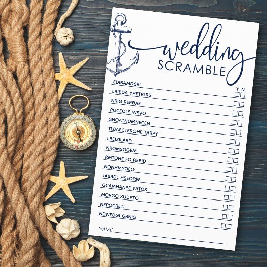 Papier Fête des mariées Jeu Ancre nautique Scramble
