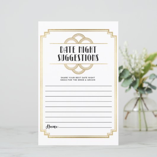 Papier Fête des mariées Jeu Date Nuit Suggestions Art Déc (Debout devant)