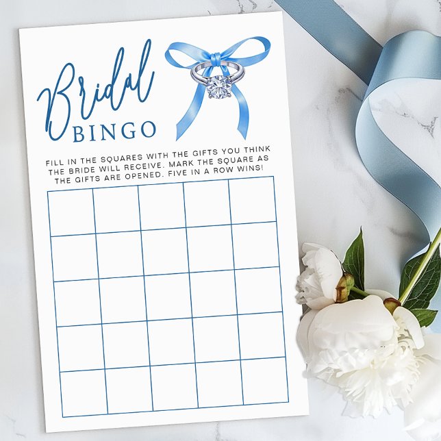 Papier Fête des mariées Jeu de Bingo - Quelque chose Bleu (Bridal Bingo Game )