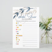 Papier Fête des mariées Jeu Emoji Pictionary Blue Gold (Debout devant)