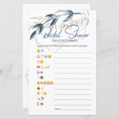 Papier Fête des mariées Jeu Emoji Pictionary Blue Gold (Devant / Derrière)