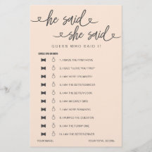 Fête des mariées Jeu Il A Dit Qu'Elle A Dit Devine