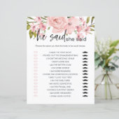 Papier Fête des mariées Jeu Il A Dit Qu'Elle A Dit Rose R (Debout devant)