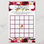 Papier Fête des mariées Jeu sac / bingo, bordeaux floral (Dos)