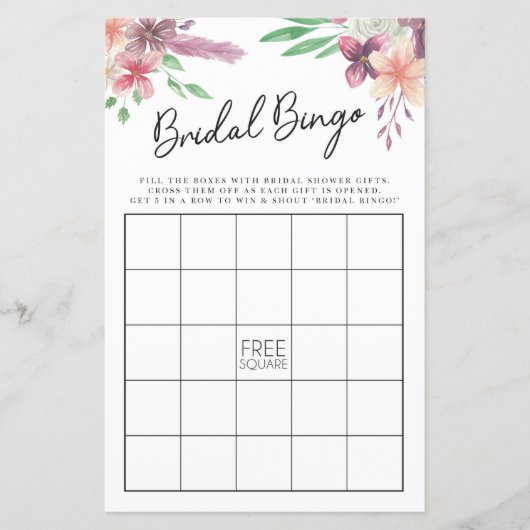 Papier Fête des mariées Jeux Bingo Jeu Mariage rose Flora (Devant)