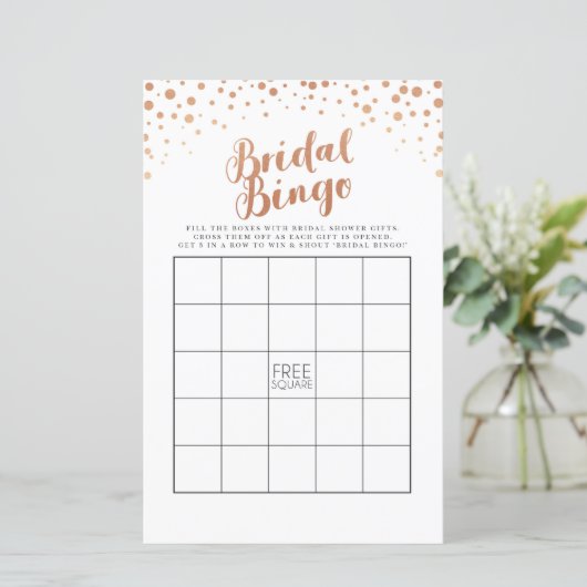 Papier Fête des mariées Jeux Bingo Jeu Mariage Rose Gold (Debout devant)