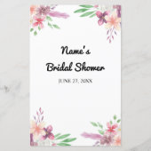 Papier Fête des mariées Jeux Date Nuit Suggestions Floral (Dos)