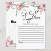 Papier Fête des mariées Jeux Date Nuit Suggestions Floral (Devant / Derrière)