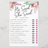 Papier Fête des mariées Jeux Il A Dit Qu'Elle A Dit Game (Devant)