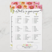 Papier Fête des mariées Jeux sac bingo, rose floral 3605 (Devant / Derrière)