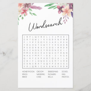Papier Fête des mariées Jeux Word Recherche Jeu Rose Flor