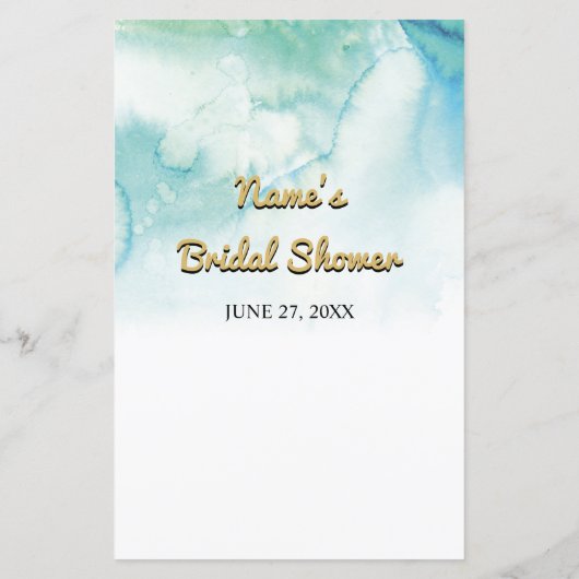 Papier Fête des mariées Jeux Word Scramble Jeu Blue Gold (Dos)