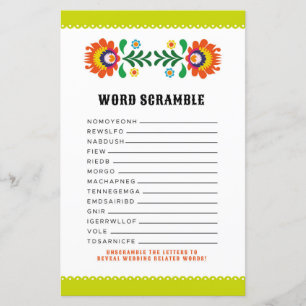 Papier Fête des mariées Jeux Word Scramble Jeu Fiesta