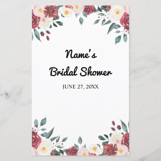 Papier Fête des mariées Jeux Word Scramble Jeu Rouge Flor (Dos)