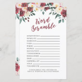 Papier Fête des mariées Jeux Word Scramble Jeu Rouge Flor (Devant / Derrière)