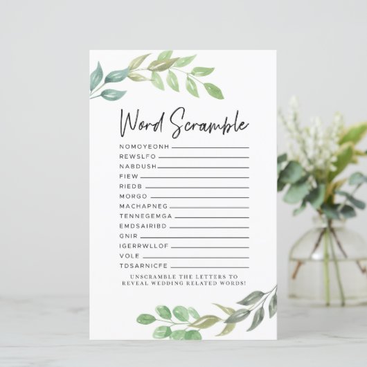 Papier Fête des mariées Jeux Word Scramble Jeu Vert (Debout devant)