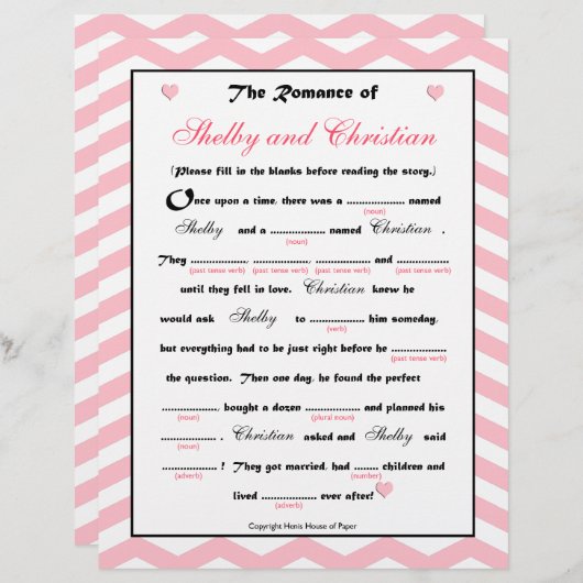 Papier Fête des mariées Mariage Libs Jeu (Devant / Derrière)