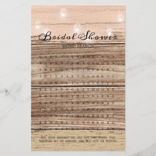 Papier Fête des mariées Mot de jeu Recherche Rustique Lan (Devant)