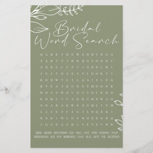 Papier Fête des mariées Mot de recherche Sage Fleurs vert (Devant)