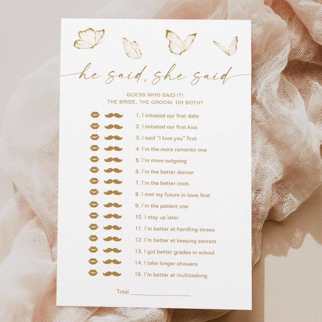 Papier Fête des mariées Papillon Il A Dit Qu'Elle A Dit J (Créateur téléchargé)