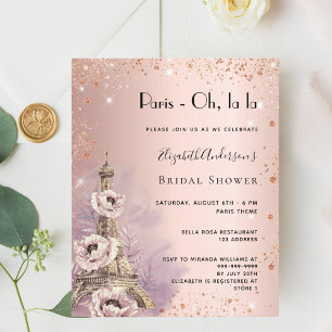 Papier Fête des mariées Paris rose Tour Eiffel invitation