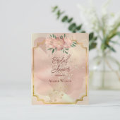 Papier Fête des mariées Pink Satin Roses Gold Frame (Debout devant)