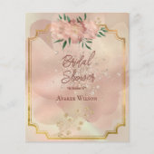 Papier Fête des mariées Pink Satin Roses Gold Frame (Devant)