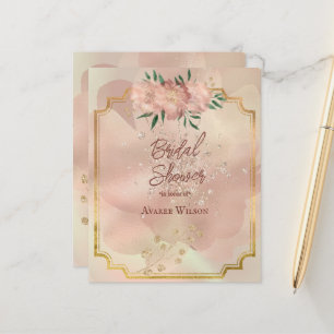 Papier Fête des mariées Pink Satin Roses Gold Frame