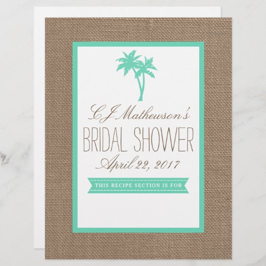 Papier Fête des mariées Plage de Mint Palm Tree Recette D (Devant / Derrière)