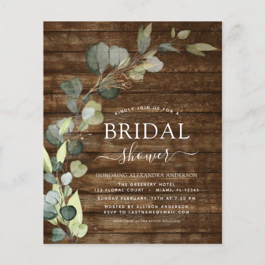 Papier Fête des mariées QR Code Rustic Wood Invitation (Devant)