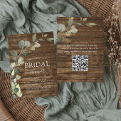 Papier Fête des mariées QR Code Rustic Wood Invitation