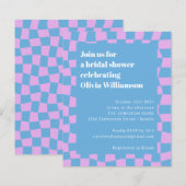 Papier Fête des mariées rétro À damiers rose budget (Devant / Derrière)