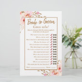 Papier Fête des mariées Rose Aquarelle Rose Blush Or Jeu (Debout devant)