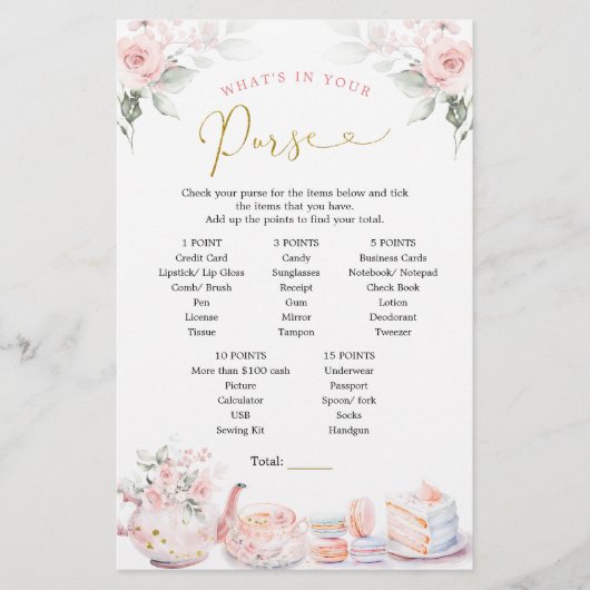 Papier Fête des mariées rose Floral Tea Party Jeu de bour (Devant)