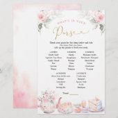 Papier Fête des mariées rose Floral Tea Party Jeu de bour (Devant / Derrière)
