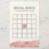 Papier Fête des mariées rose Gold Brushstroke Bingo Jeu (Devant)