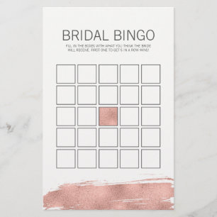 Papier Fête des mariées rose Gold Brushstroke Bingo Jeu