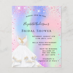 Papier Fête des mariées rose holographique invitation