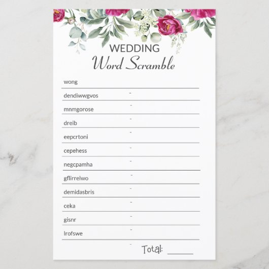 Papier Fête des mariées rose Jeu de rugissement de mot (Devant)