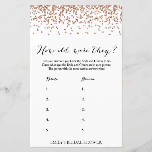 Papier Fête des mariées rose Jeu - Quel âge Avaient-Ils J (Devant)