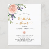 Papier Fête des mariées rose or lavande invitation floral (Devant)