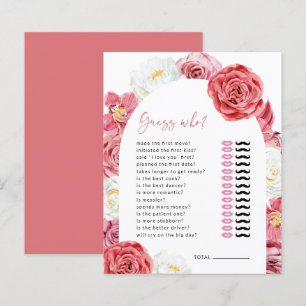 Papier Fête des mariées Rose rose Floral Devinez Qui Joue