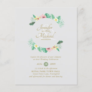 Papier Fête des mariées rose tropicale par courrier ou Ma