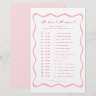 Papier Fête des mariées Rose Vave Il A Dit Qu'Elle A Dit 
