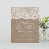 Papier Fête des mariées Rustique Burlap & dentelle Recett (Debout devant)